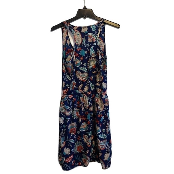 Aqua Blue Paisley Floral Fit & Flare Mini Dress Small Preowned - Picture 7 of 8